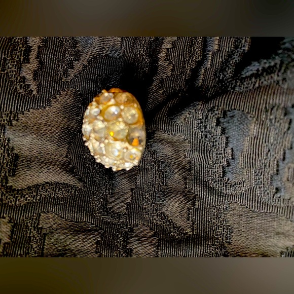 Vtg 60s Hess Apparel Glam Black Long retro trench with rhinestone buttons M - Picture 12 of 15